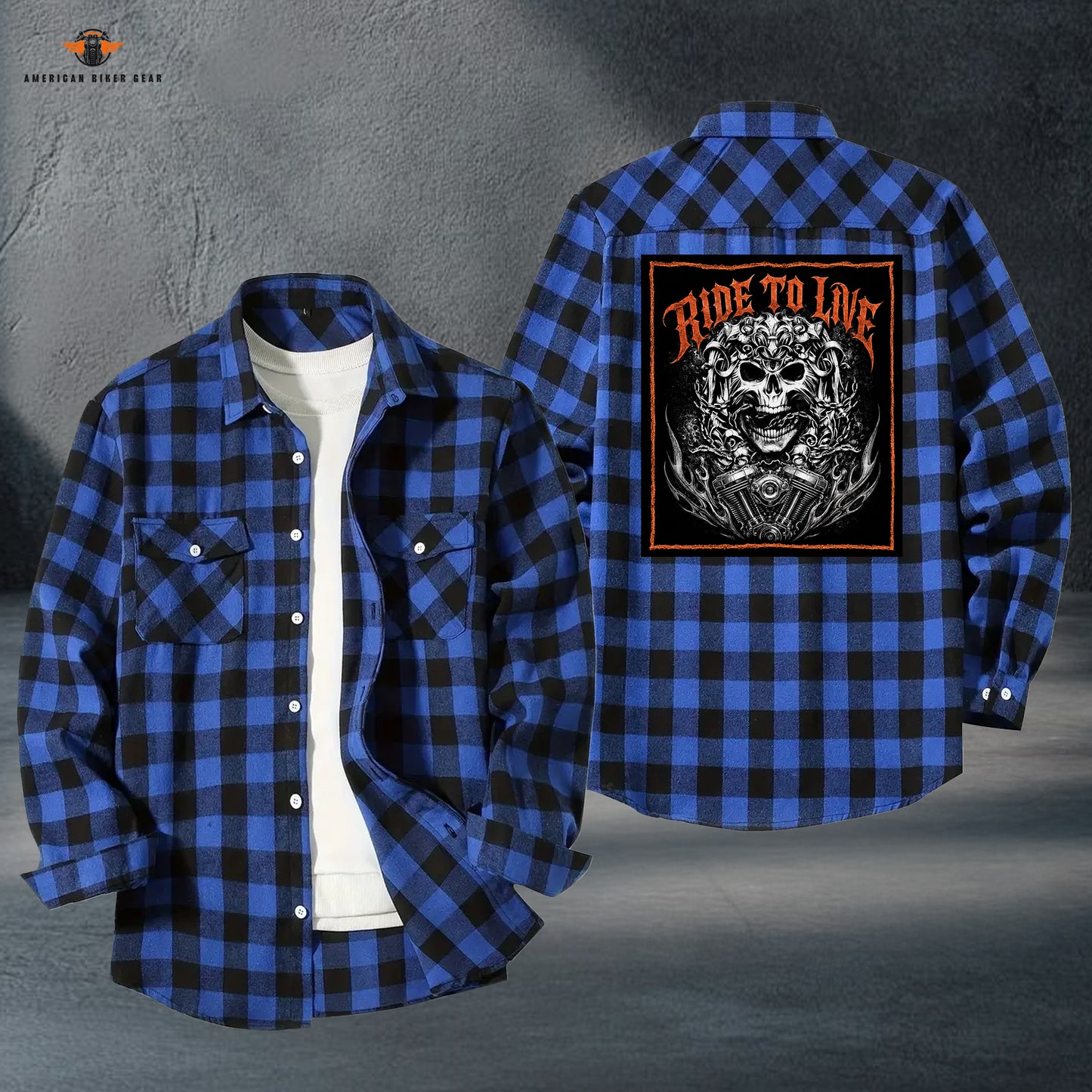 Biker Personalized Casual Flannel Long Sleeve Shirt TT21