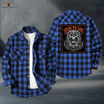 Biker Personalized Casual Flannel Long Sleeve Shirt TT21