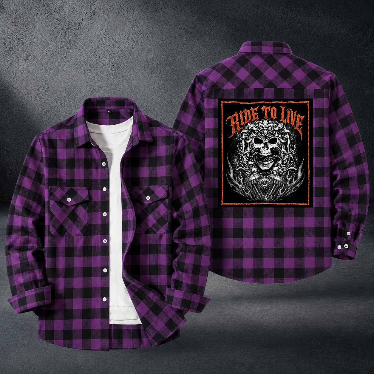 Biker Personalized Casual Flannel Long Sleeve Shirt TT21