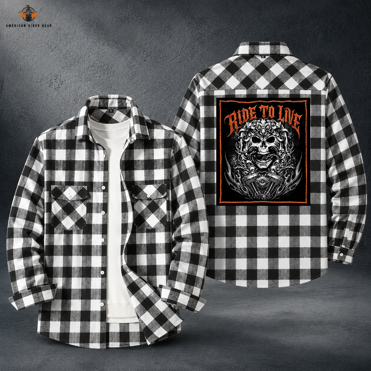 Biker Personalized Casual Flannel Long Sleeve Shirt TT21