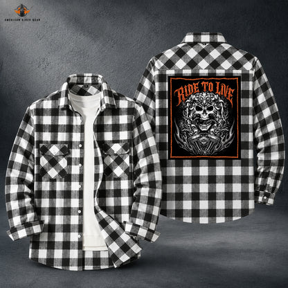 Biker Personalized Casual Flannel Long Sleeve Shirt TT21