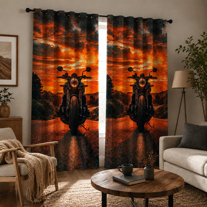 Motorcycle Sunset  Grommet Curtains TT01