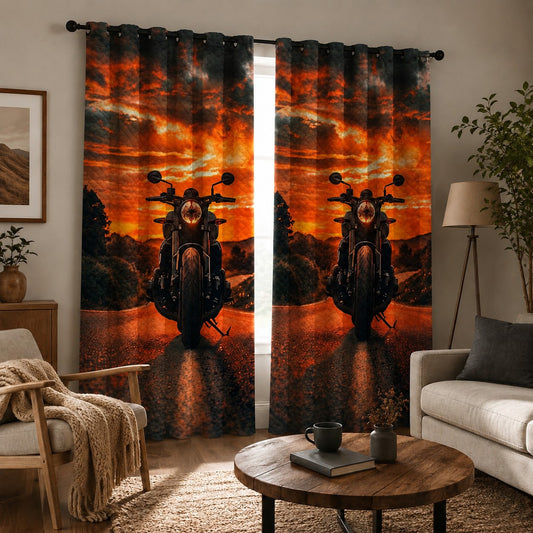 Motorcycle Sunset Quilted Curtains TT01