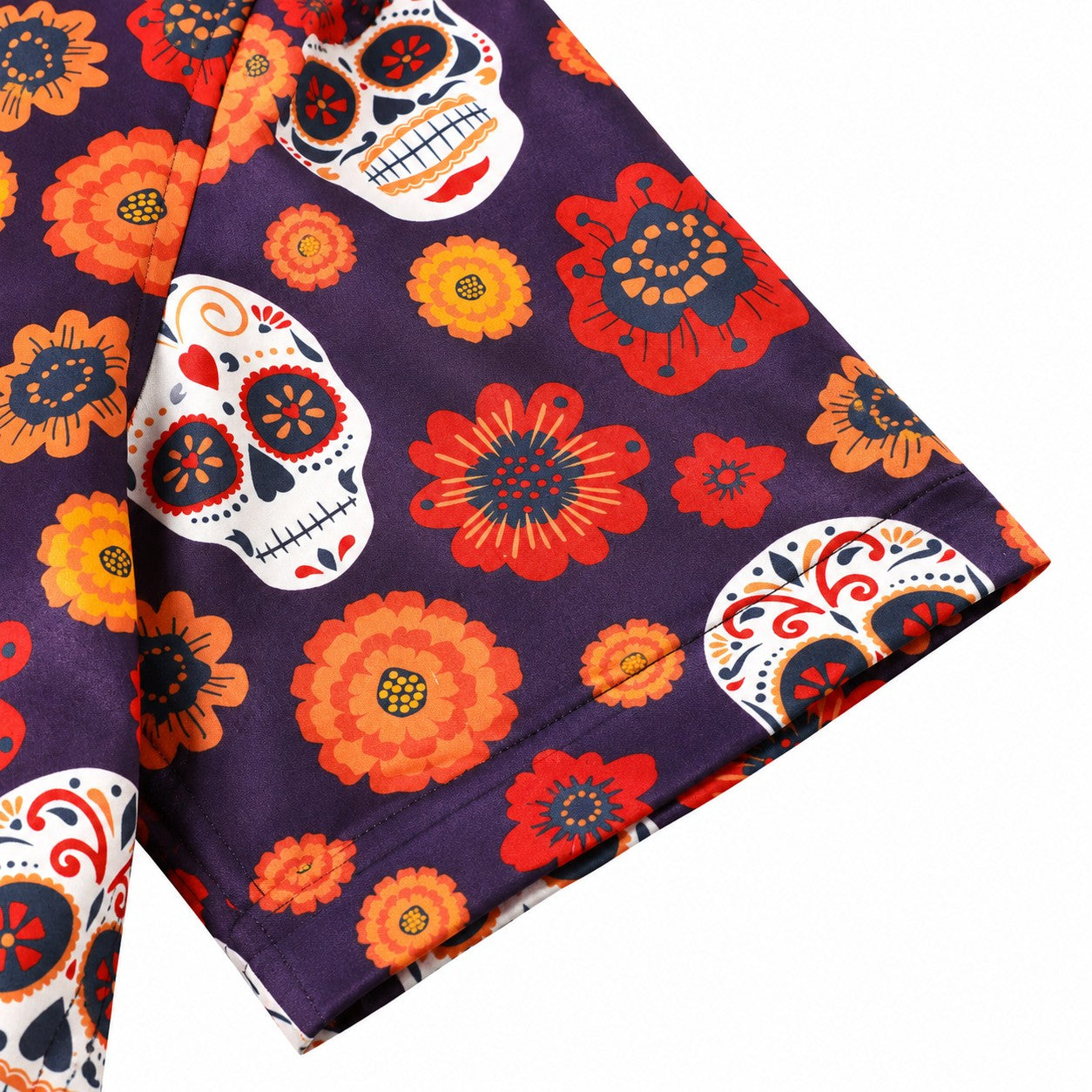 Sugar Skull Floral Hawaiian Shirt With Pockets TT01