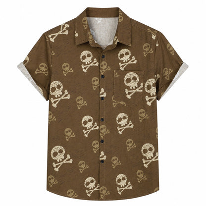 Vintage Skull Hawaiian Shirt With Pockets TT02