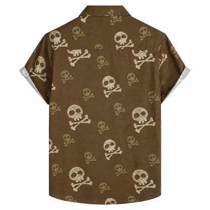 Vintage Skull Hawaiian Shirt With Pockets TT02