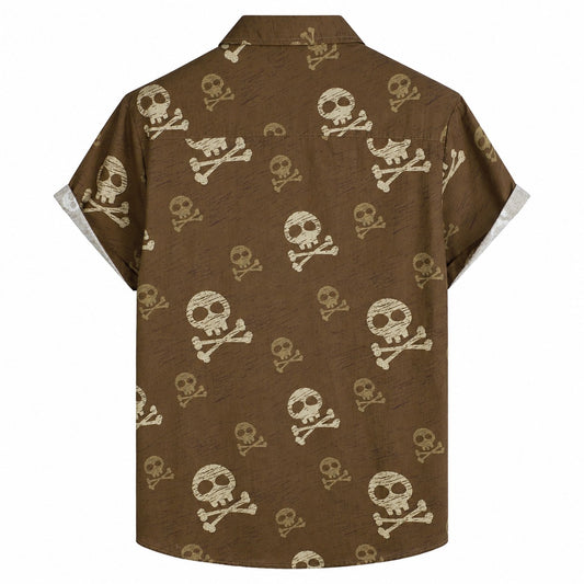 Vintage Skull Hawaiian Shirt With Pockets TT02