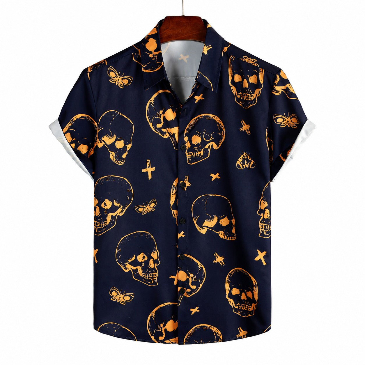 Orange Skull Hawaiian Shirt TT01