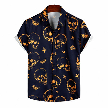 Orange Skull Hawaiian Shirt TT01