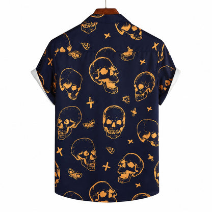 Orange Skull Hawaiian Shirt TT01