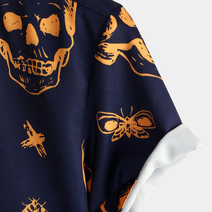 Orange Skull Hawaiian Shirt TT01