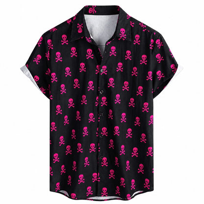 Pink Skull Crossbones Hawaiian Shirt TT03