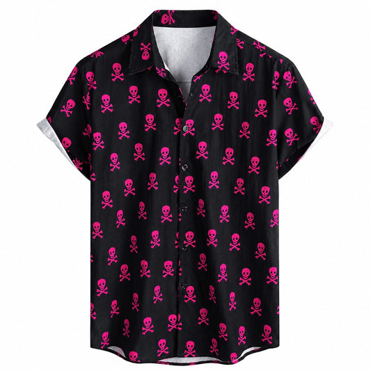 Pink Skull Crossbones Hawaiian Shirt TT03
