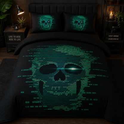 Glitch Skull Duvet Cover Set TT08