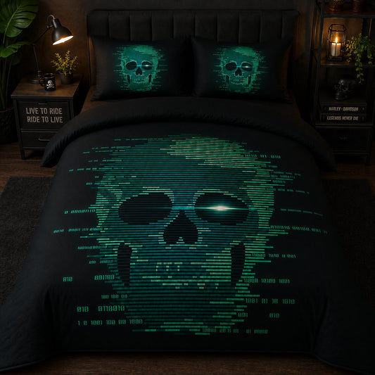 Glitch Skull Duvet Cover Set TT08