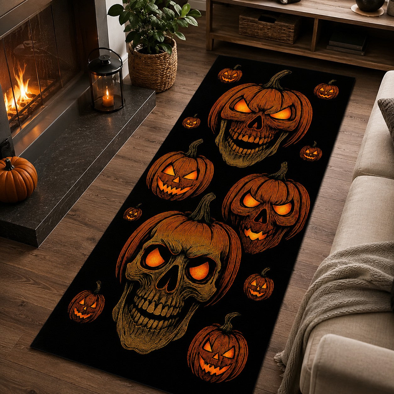 Pumpkin Skull Runner Carpet TT12
