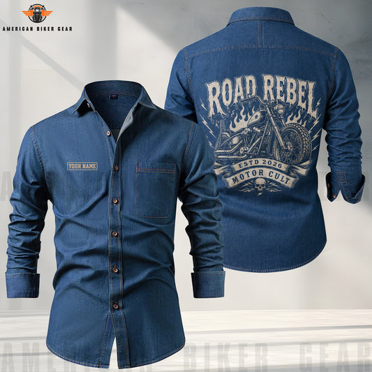 Personalized Road Rebel Denim Cotton Casual Shirts TT02