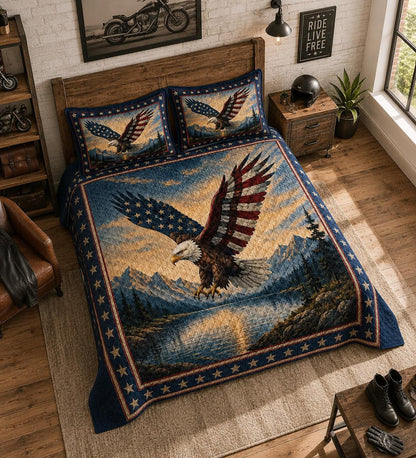 Freedom Eagle Quilted Bedding Set TT02