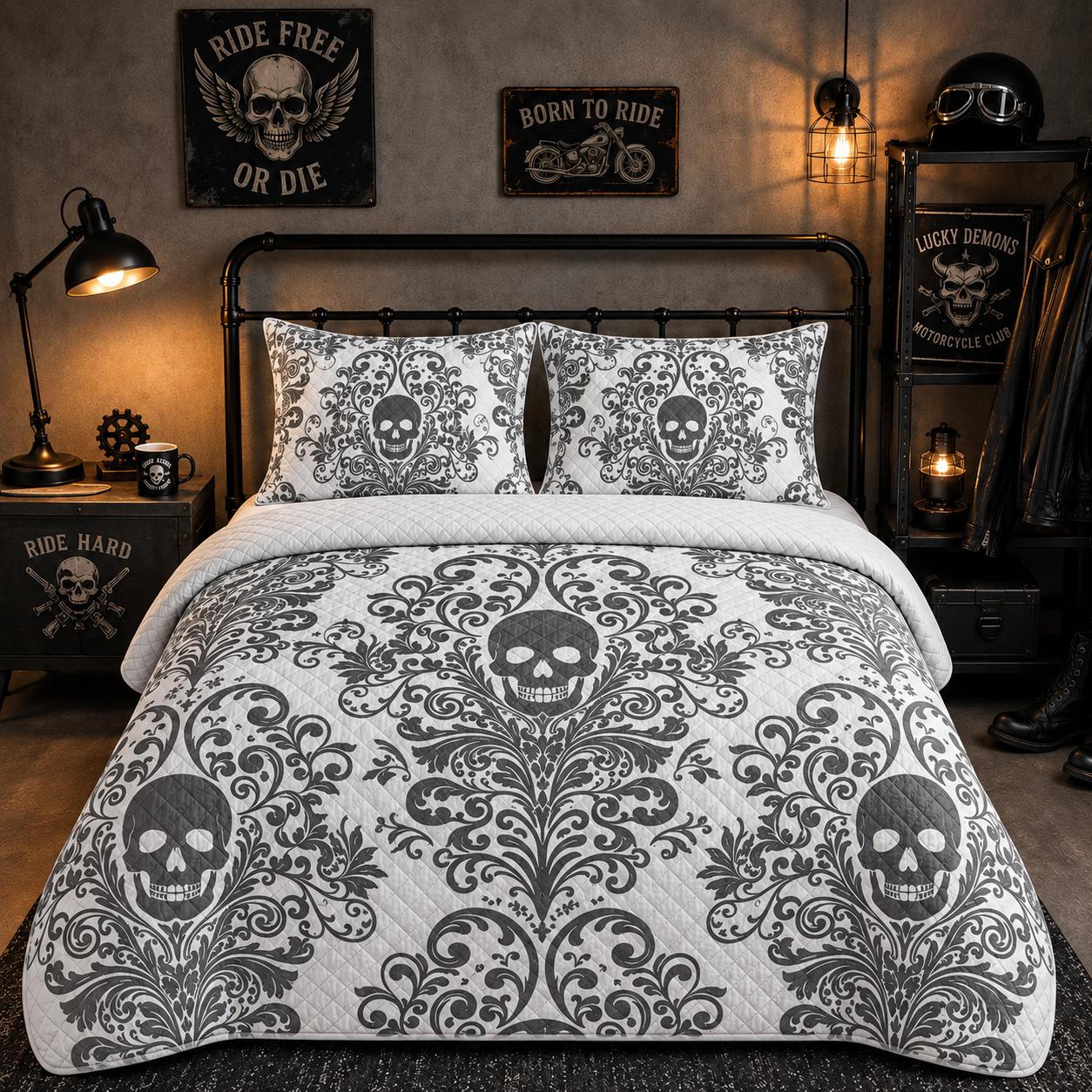 Gothic Skull Quilted Bedding Set TT03