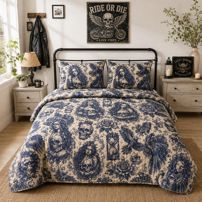 Dark Raven Quilted Bedding Set TT06