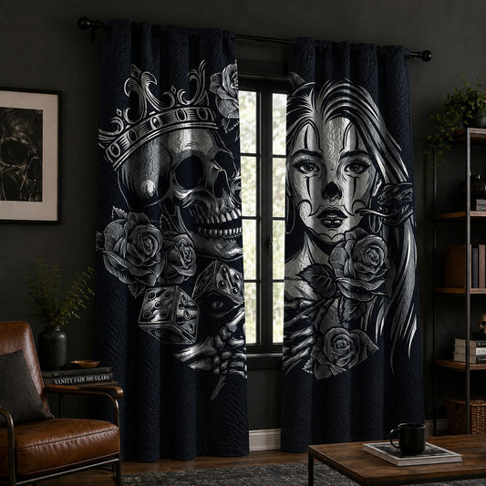 Skull Rose  Grommet Curtains TT04