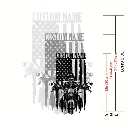 Custom Motorcycle US Flag Metal Sign