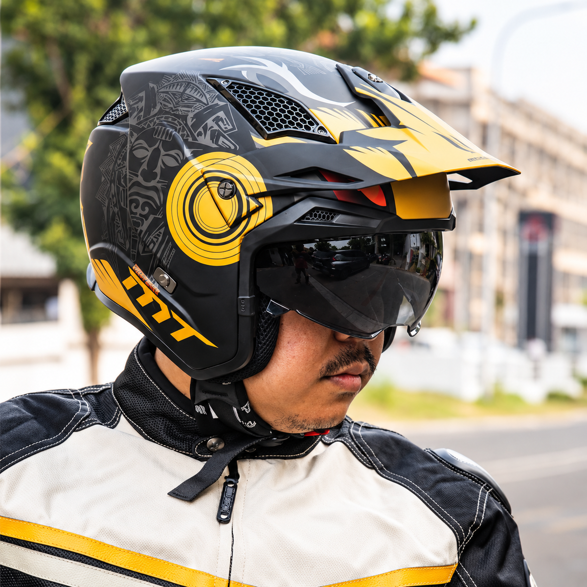 Graphic Modular Motorcycle Helmet with Removable Face Mask LD06