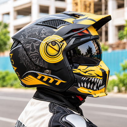 Graphic Modular Motorcycle Helmet with Removable Face Mask LD06