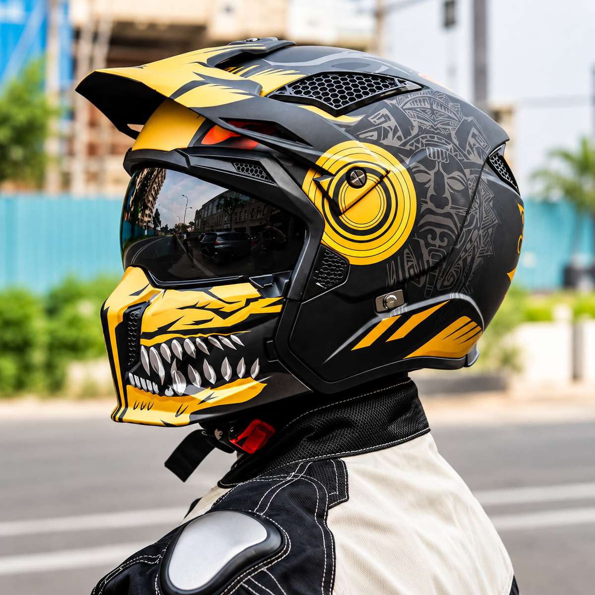 Graphic Modular Motorcycle Helmet with Removable Face Mask LD06