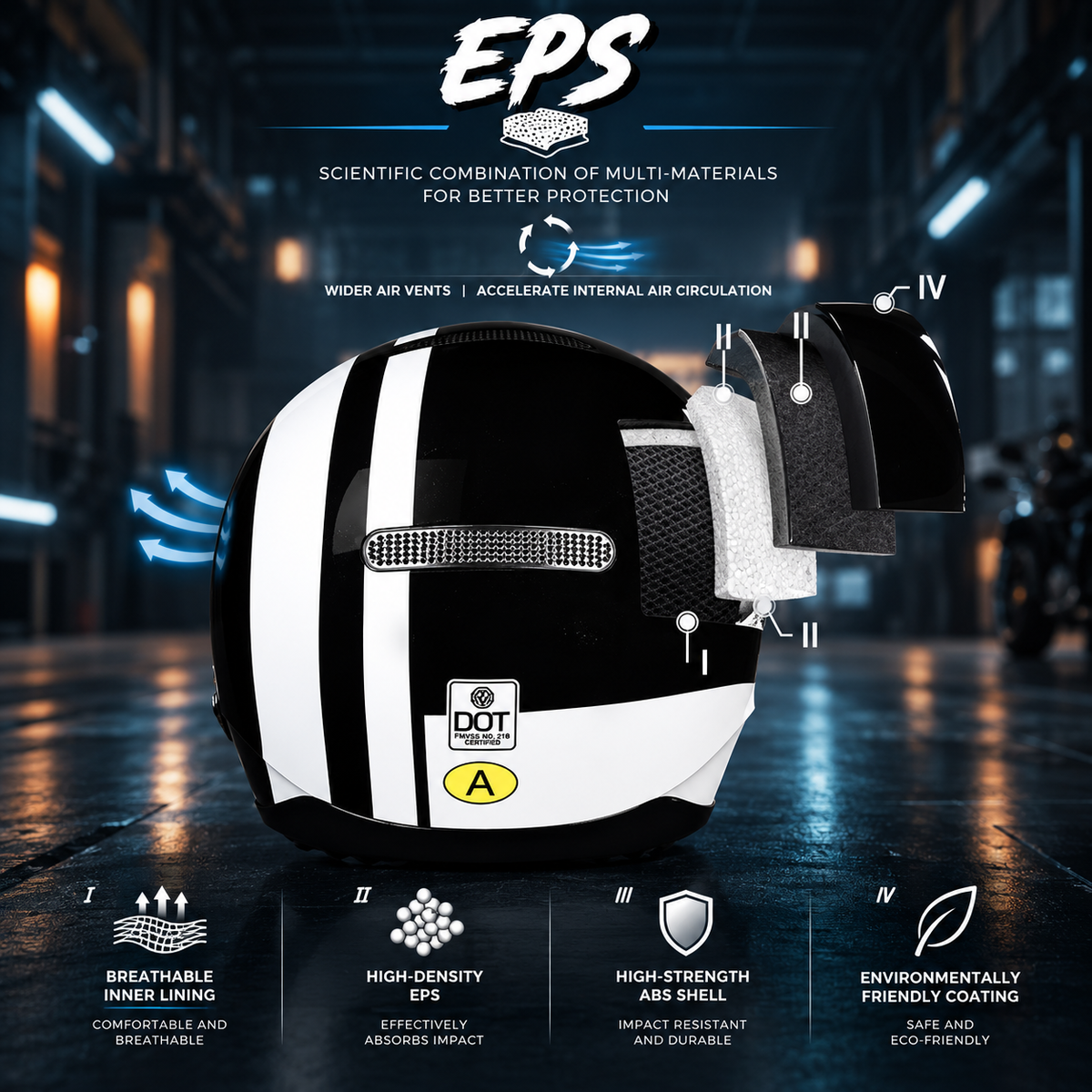 Gloss Black & Chrome Retro Full-Face Motorcycle Helmet TT31