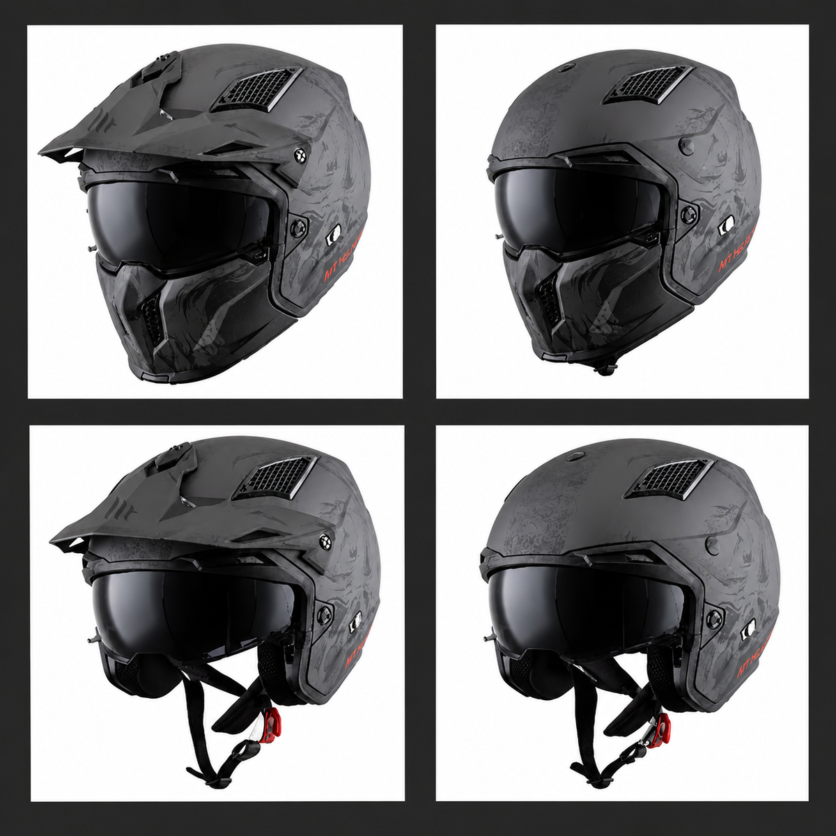 Matte Black & Grey Modular Off-Road Helmet LD04