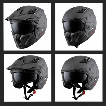Matte Black & Grey Modular Off-Road Helmet LD04
