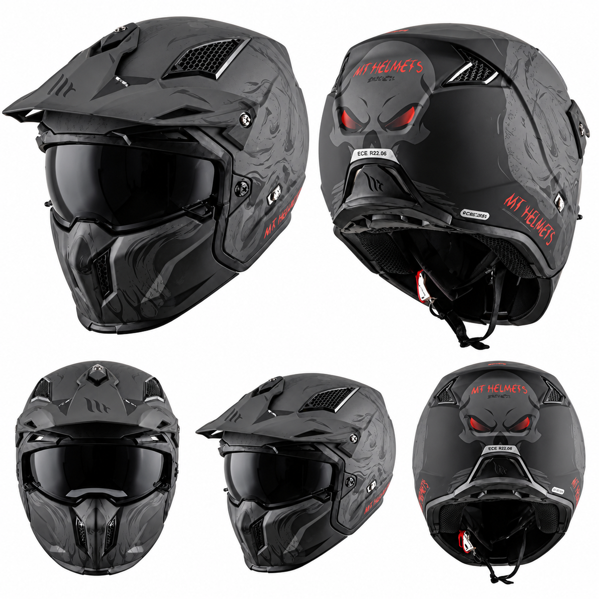 Matte Black & Grey Modular Off-Road Helmet LD04