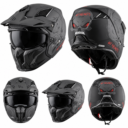 Matte Black & Grey Modular Off-Road Helmet LD04