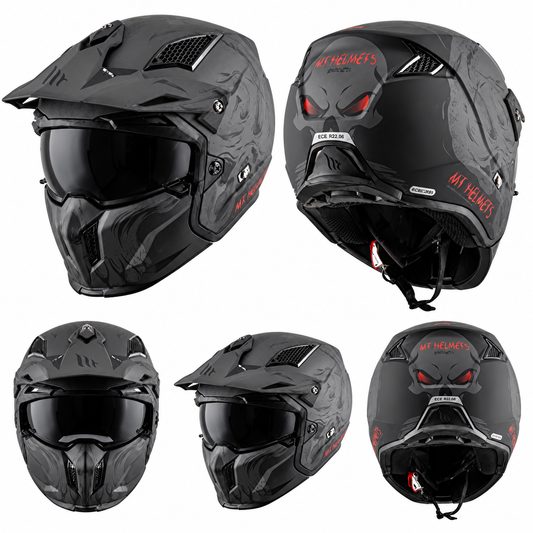 Matte Black & Grey Modular Off-Road Helmet LD04