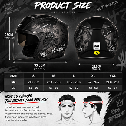 Style & Protection Tinger 2 Dual Visor Open Face Helmet TT32