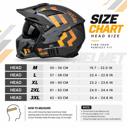 Matte Grey & Orange Skull Convertible Motorcycle Helmet LD05