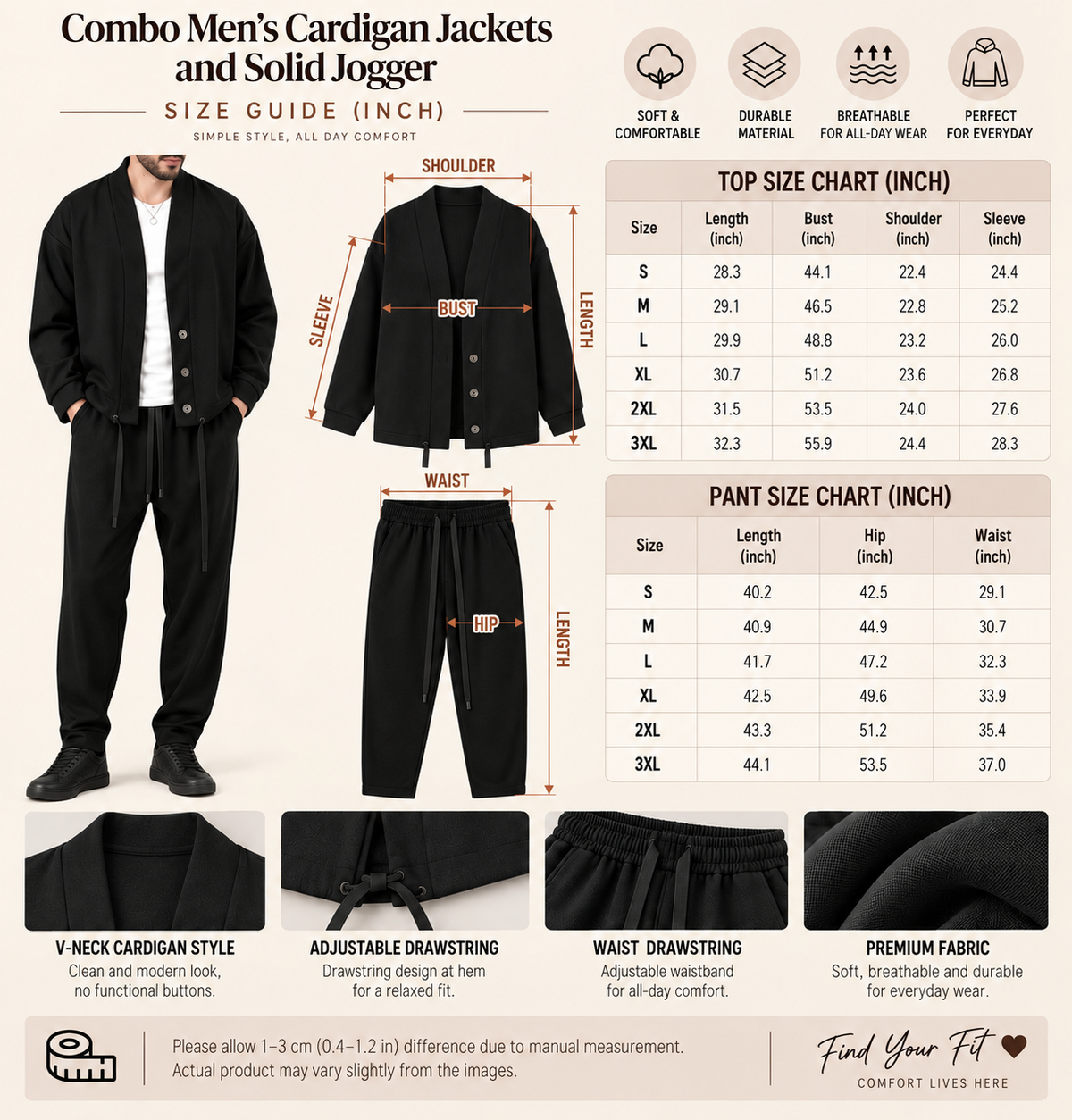 American Flag & Eagle Graphic Personalized Combo Men's Cardigan Jacketsand Solid Jogger LV03