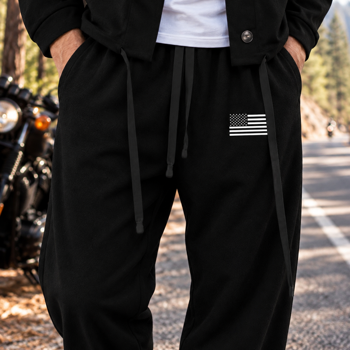Ride Free Skull Graphic Personalized Combo Men's Cardigan Jacketsand Solid Jogger TN05