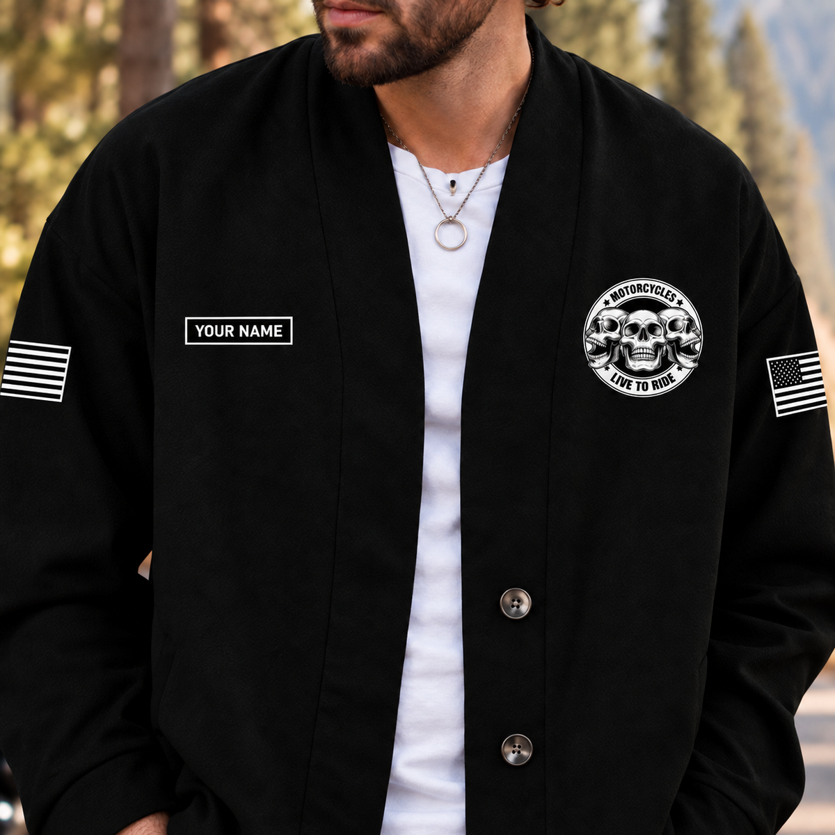 American Biker Skull Print Personalized Combo Men's Cardigan Jacketsand Solid Jogger TG07