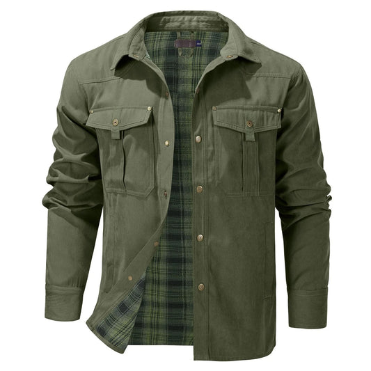 Men's Jackets Flannel Lined Army Green