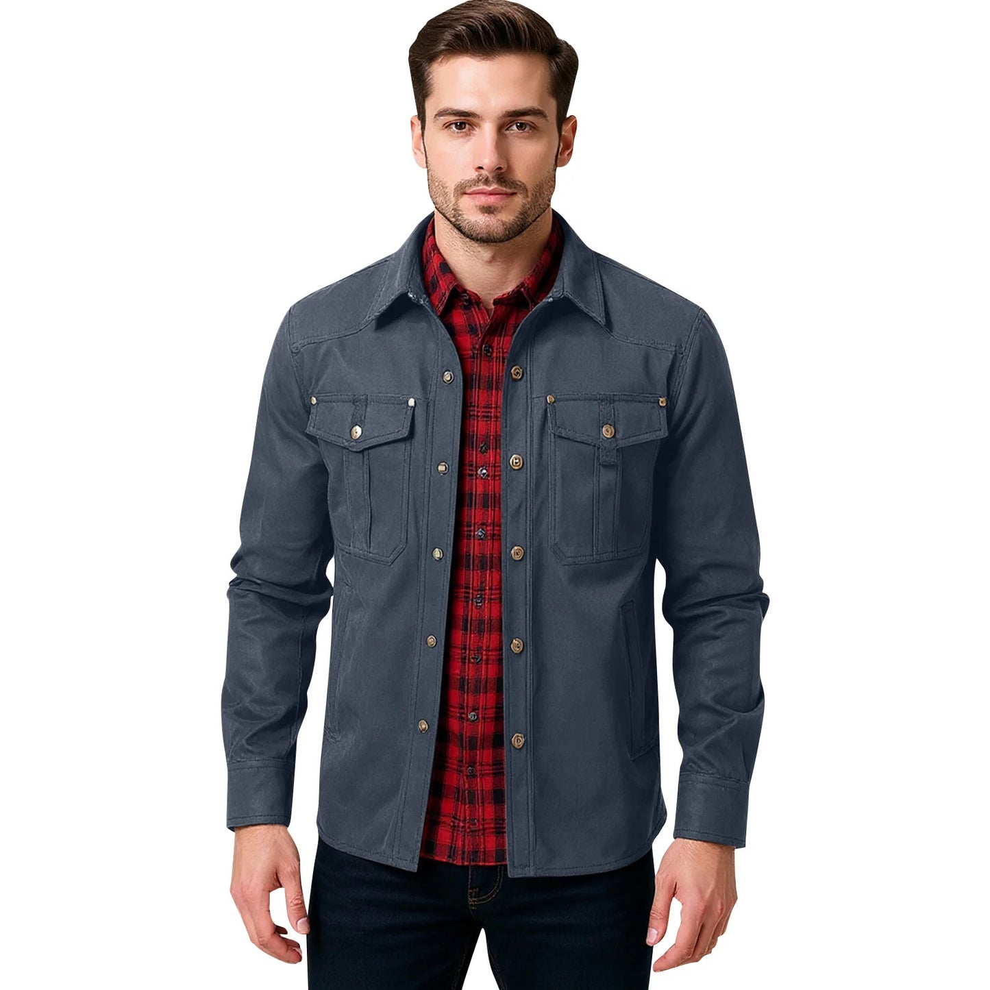 Men's Jackets Flannel Lined Blue