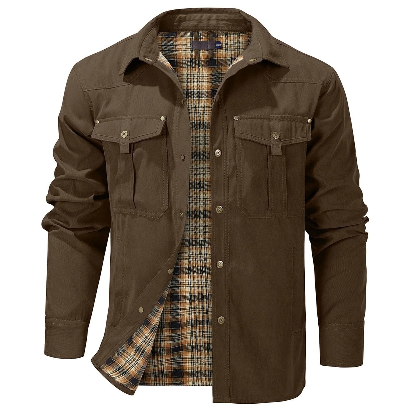 Men's Jackets Flannel Lined Brown