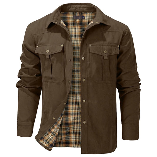 Men's Jackets Flannel Lined Brown