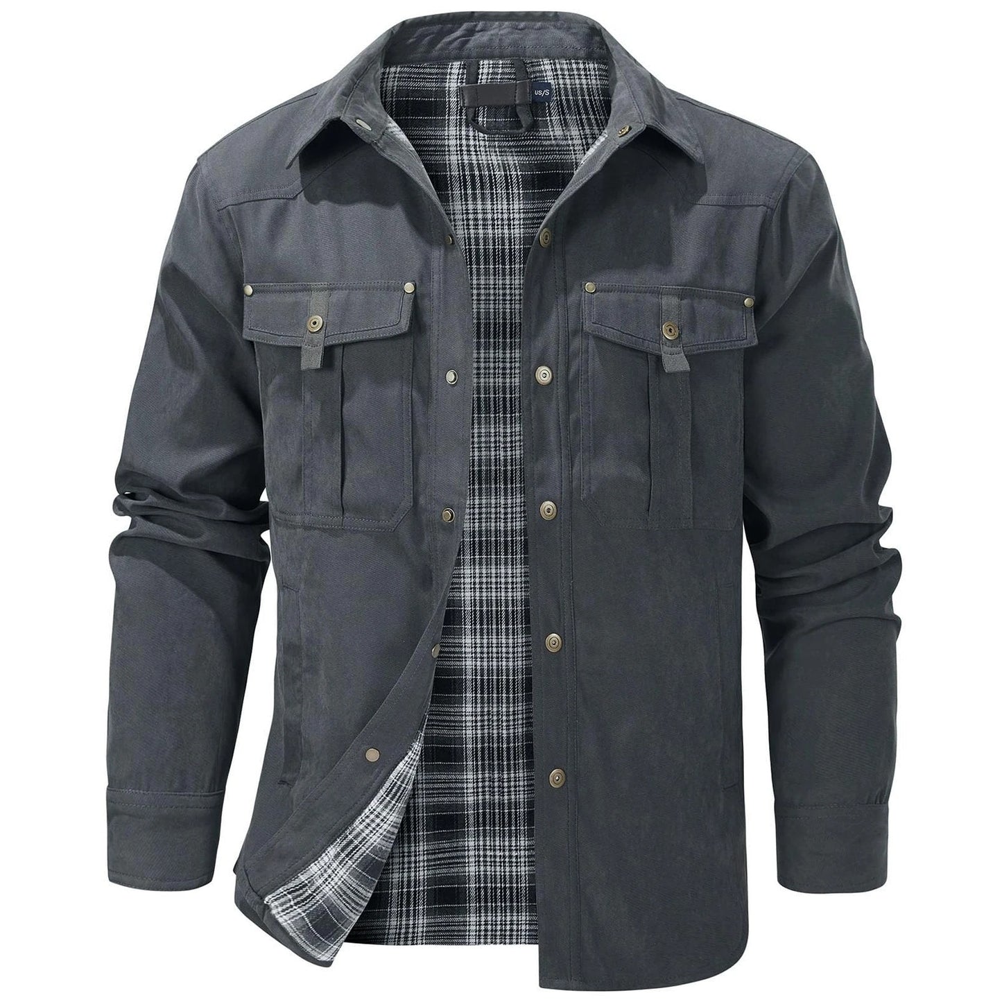 Men's Jackets Flannel Lined Gray