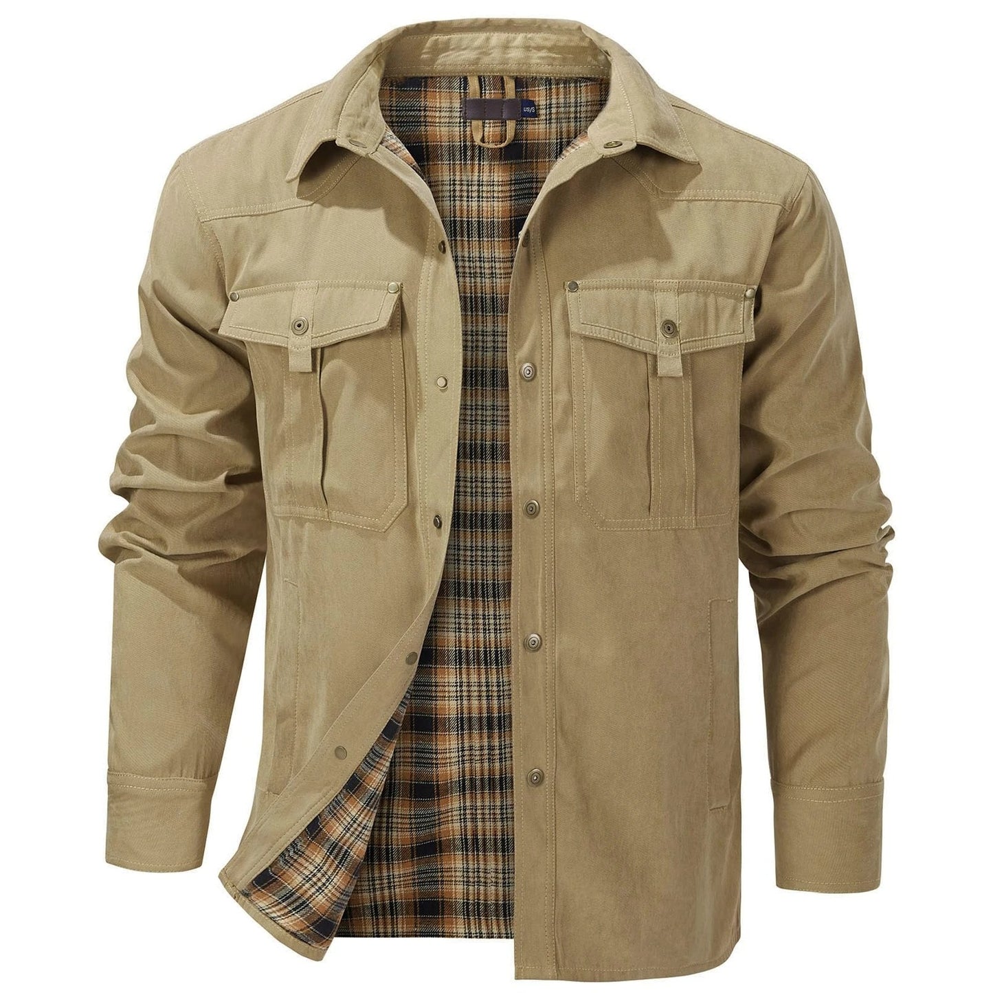 Men's Jackets Flannel Lined Khaki