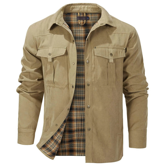 Men's Jackets Flannel Lined Khaki