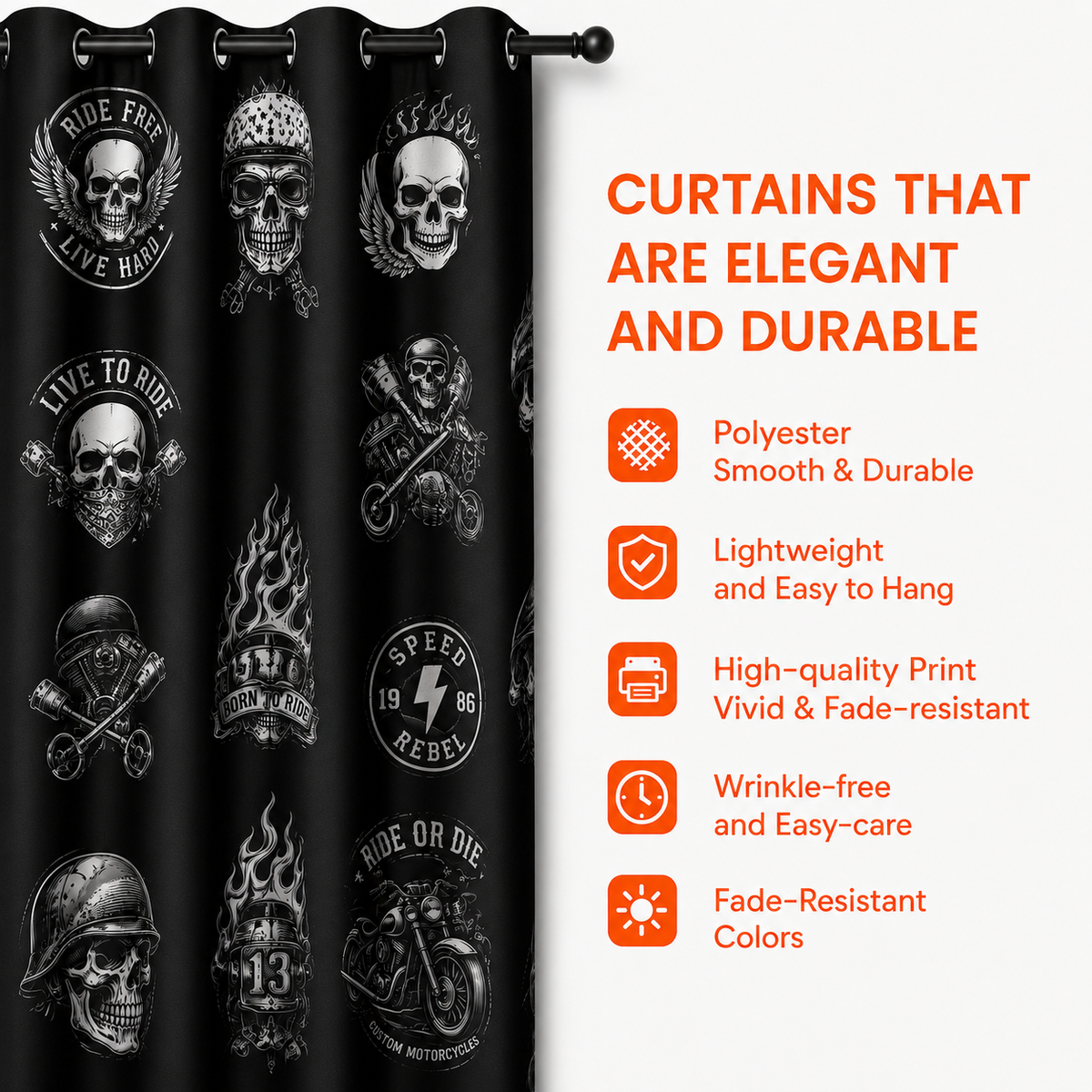 Motorcycle Sunset  Grommet Curtains TT01