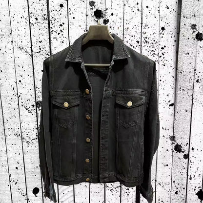 Niam Printed Washed Denim Jacket
