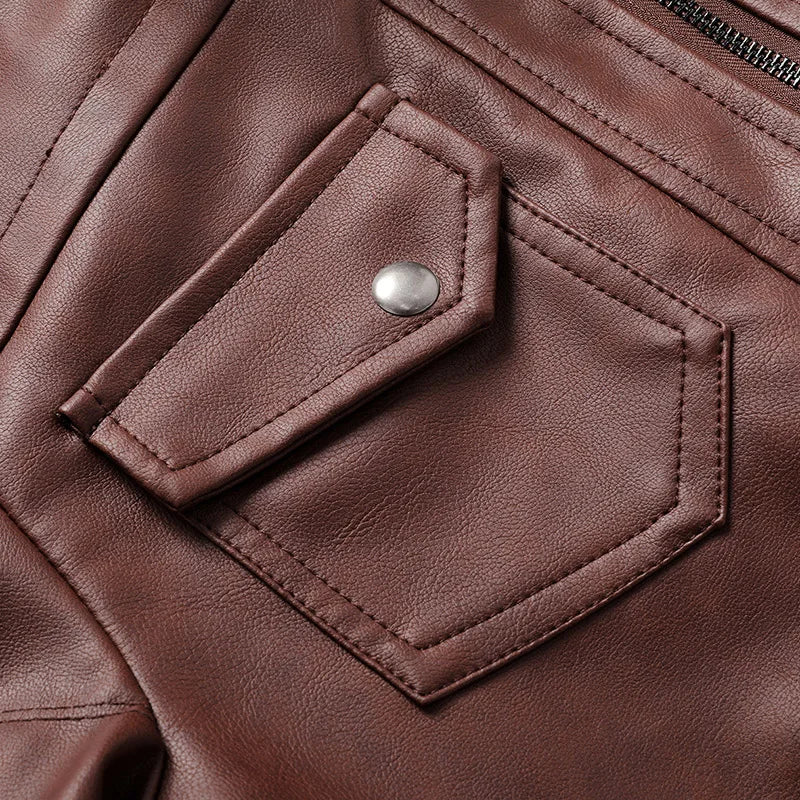 Live to Ride Eagle Print Leather Jacket